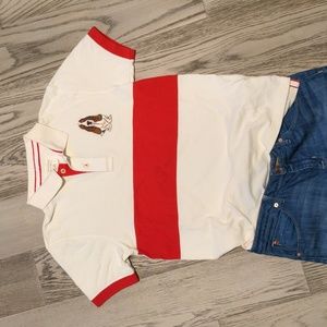 Vintage Hush Puppies Modern Basic Polo, Med, red/white